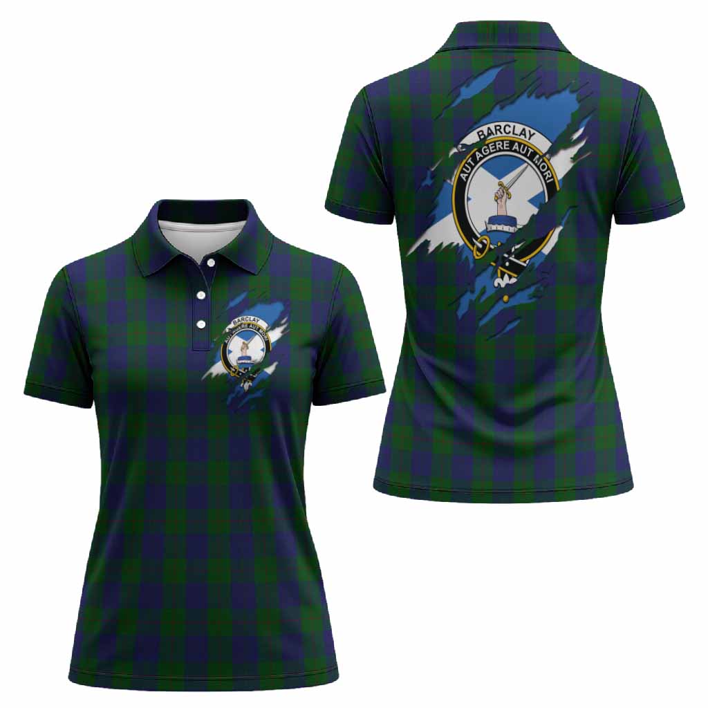 Barclay Clan Crest In Me Tartan Women Polo Shirt Scotland Flag Style