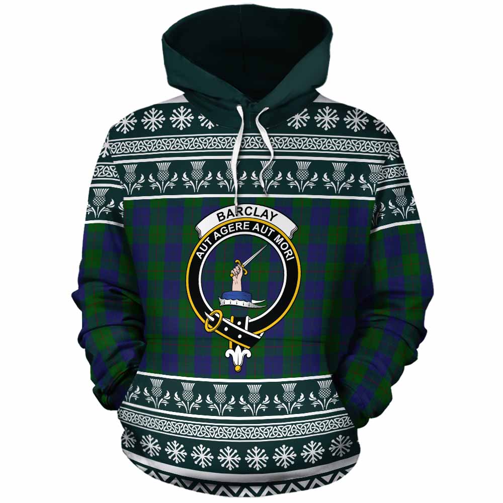 Barclay Clan Tartan Christmas Cotton Hoodie with Family Crest - Tartan Vibes Clothing