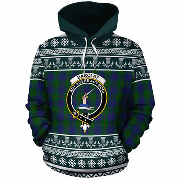 Barclay Clan Tartan Christmas Cotton Hoodie with Family Crest