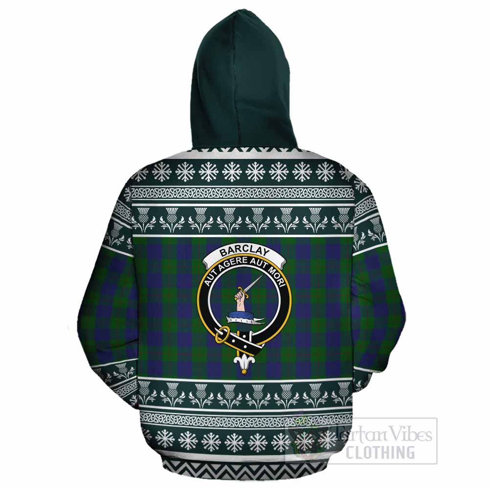 Barclay Clan Tartan Christmas Cotton Hoodie with Family Crest - Tartan Vibes Clothing