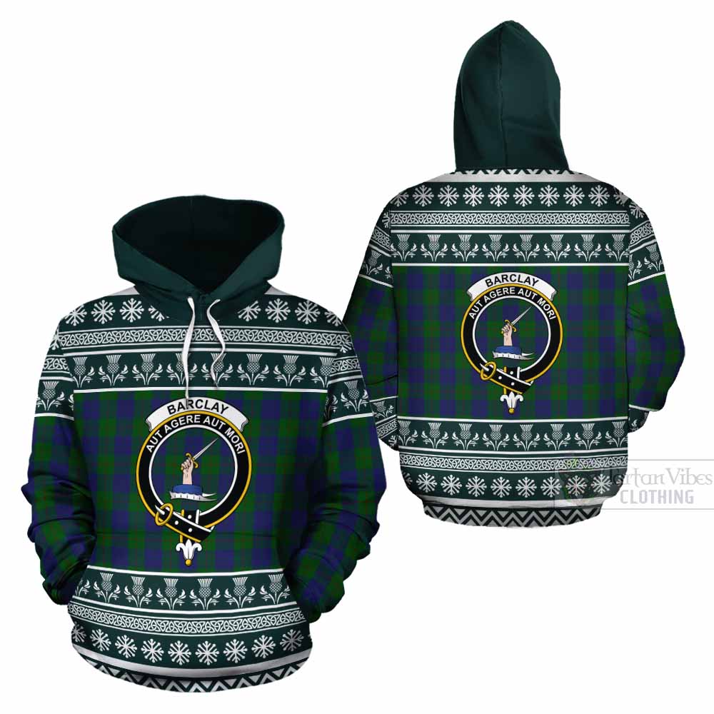 Barclay Clan Tartan Christmas Cotton Hoodie with Family Crest - Tartan Vibes Clothing