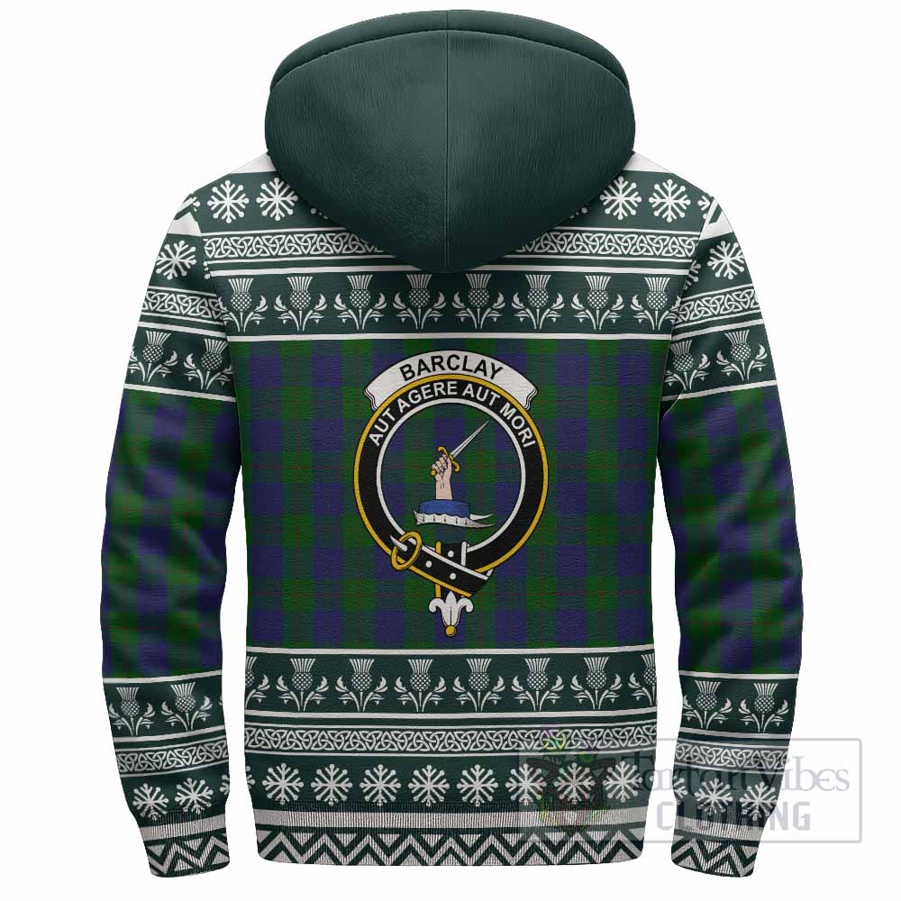 Barclay Clan Tartan Christmas Fleece Hoodie with Family Crest - Tartan Vibes Clothing