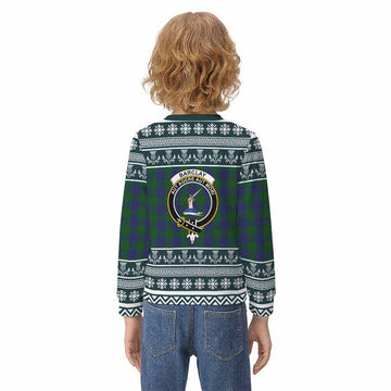 Barclay Clan Tartan Christmas Kid Ugly Sweatshirt with Family Crest - Tartan Vibes Clothing