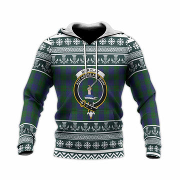 Barclay Clan Tartan Christmas Knitted Hoodie with Family Crest