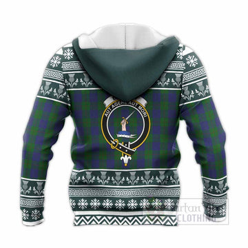 Barclay Clan Tartan Christmas Knitted Hoodie with Family Crest