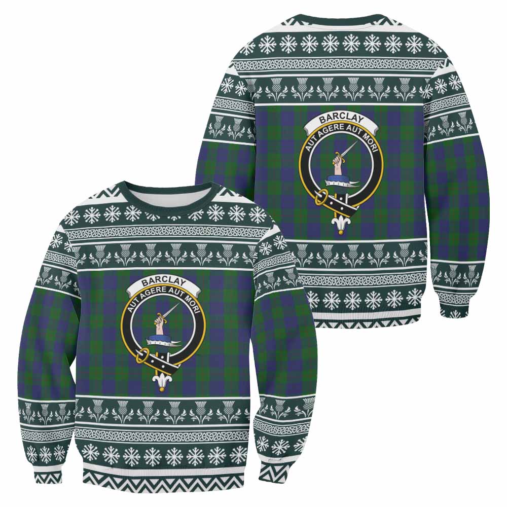 Barclay Clan Tartan Christmas Sweatshirt with Family Crest - Tartan Vibes Clothing