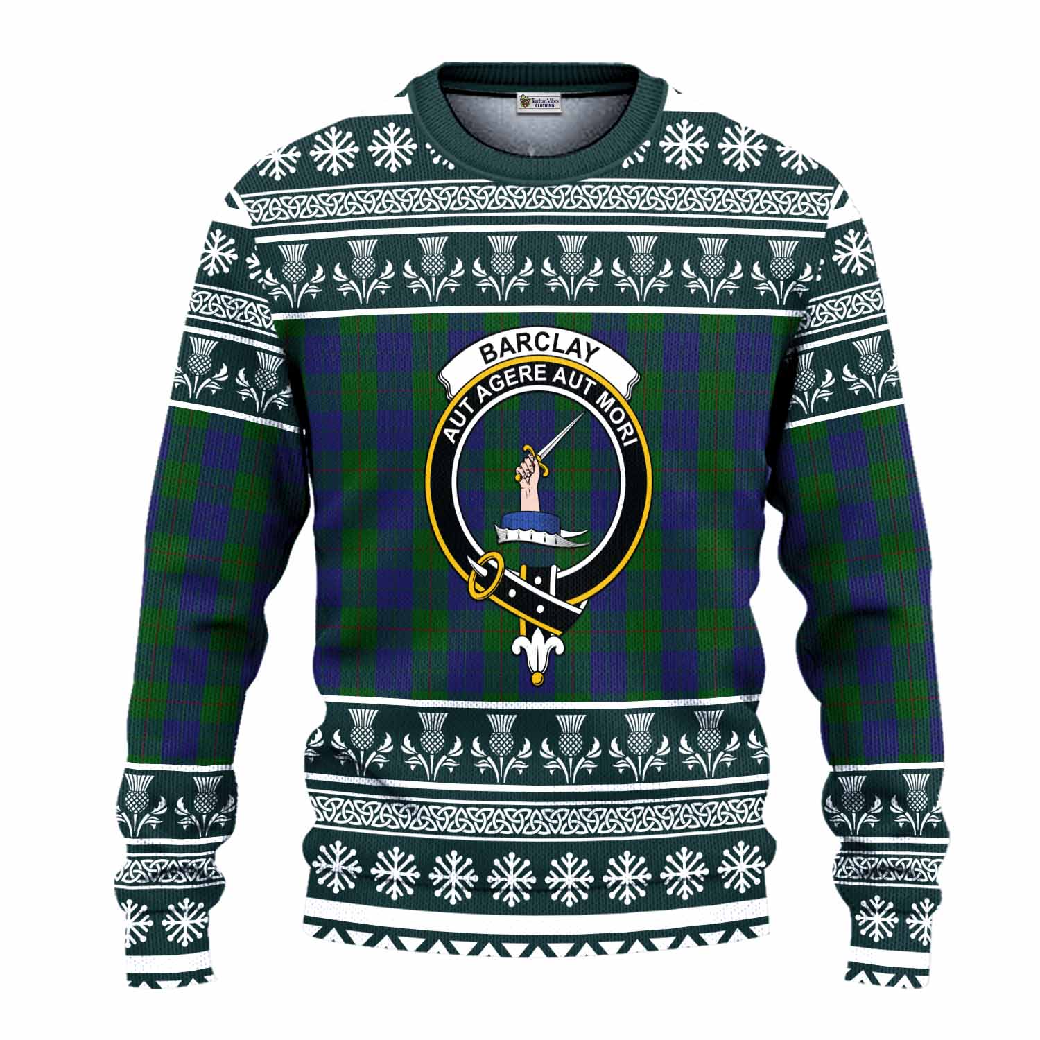 Barclay Clan Tartan Christmas Ugly Sweater with Family Crest - Tartan Vibes Clothing