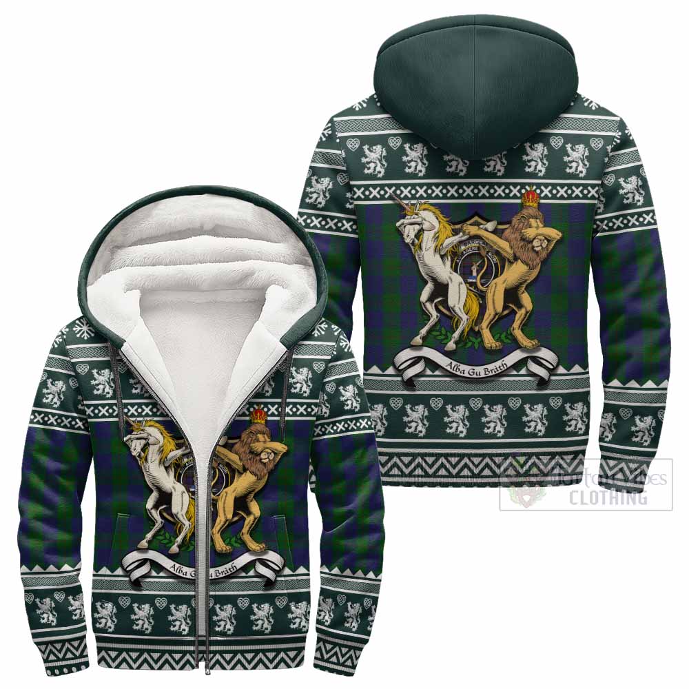 Barclay Clan Tartan Crest Christmas Fleece Hoodie Coat of Arms Funny Style - Tartan Vibes Clothing
