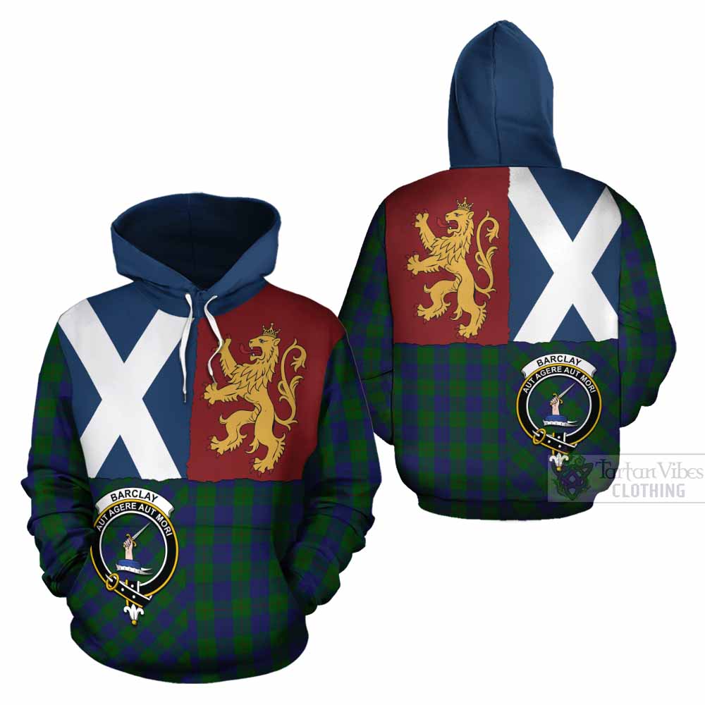 Barclay Crest Tartan Cotton Hoodie with Lion Rampant Saltire Style - Tartan Vibes Clothing