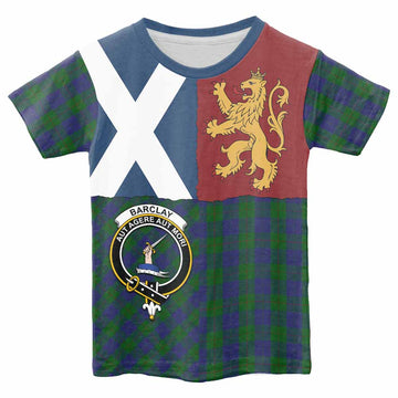 Barclay Crest Tartan Kid T-shirt with Lion Rampant Saltire Style - Tartan Vibes Clothing
