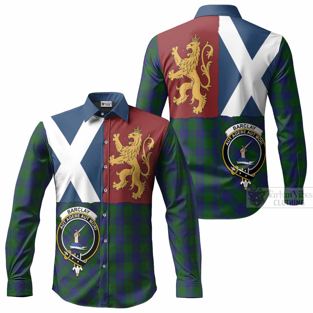 Barclay Crest Tartan Long Sleeve Button Shirts with Lion Rampant Saltire Style