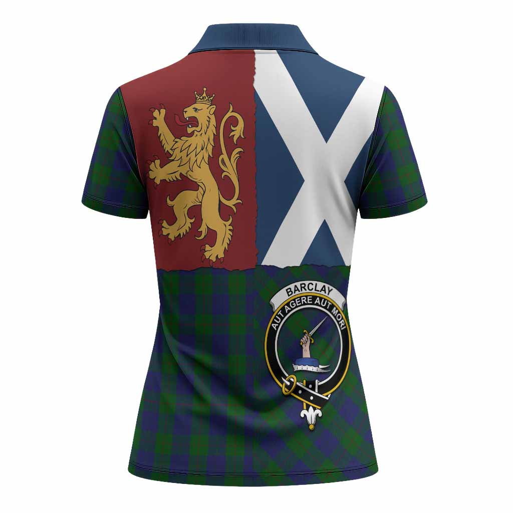 Barclay Crest Tartan Women Polo Shirt with Lion Rampant Saltire Style