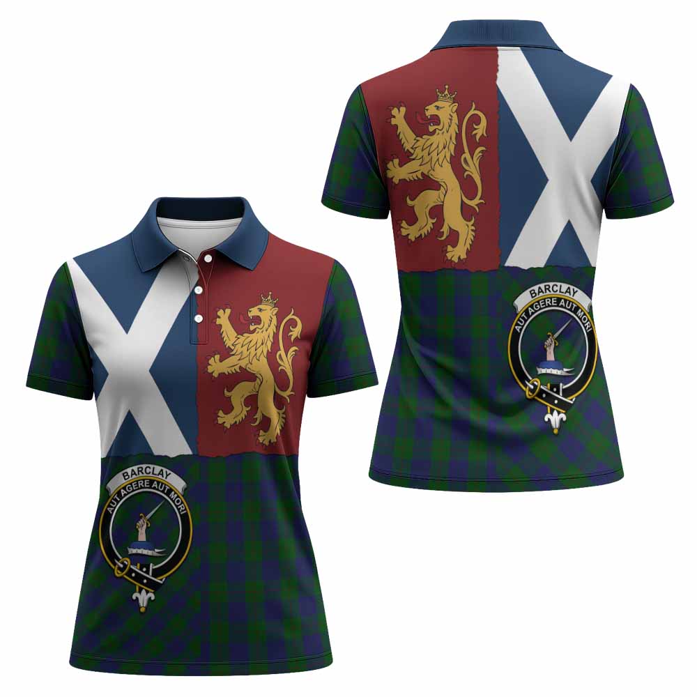 Barclay Crest Tartan Women Polo Shirt with Lion Rampant Saltire Style