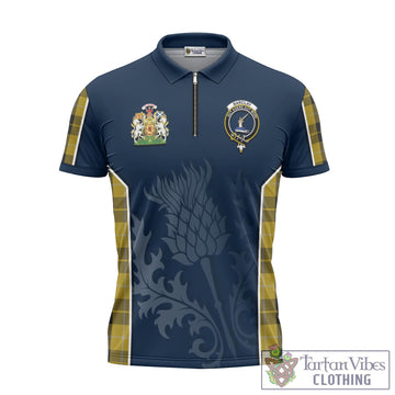 Barclay Dress Tartan Zipper Polo Shirt with Family Crest and Scottish Thistle Vibes Sport Style