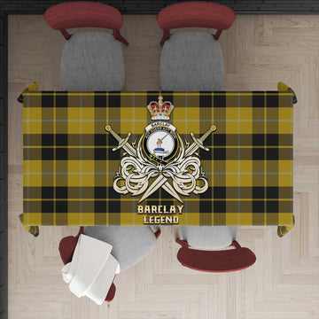 Barclay Dress Tartan Tablecloth with Clan Crest and the Golden Sword of Courageous Legacy