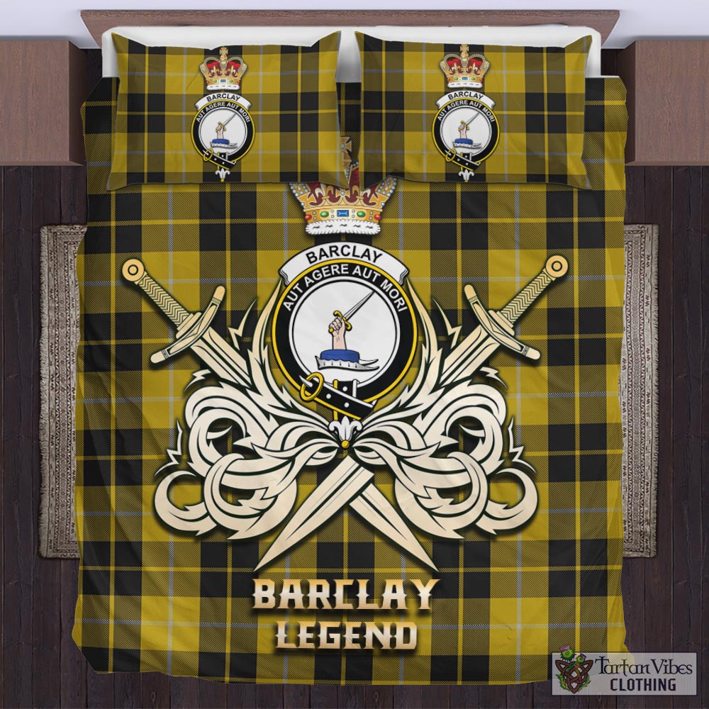 Tartan Vibes Clothing Barclay Dress Tartan Bedding Set with Clan Crest and the Golden Sword of Courageous Legacy