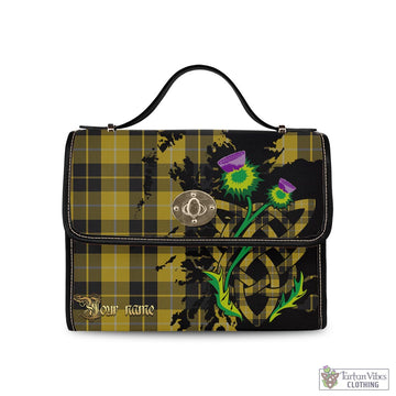 Barclay Dress Tartan Waterproof Canvas Bag with Scotland Map and Thistle Celtic Accents