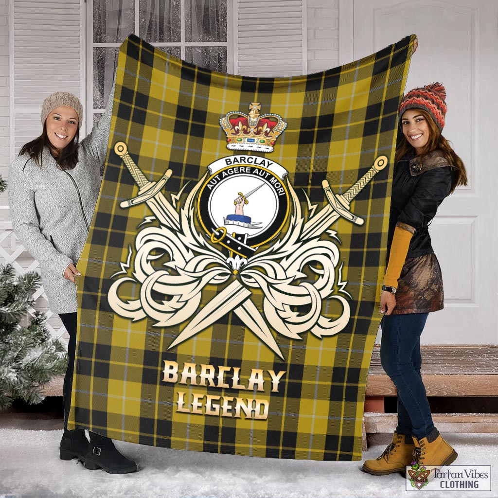 Tartan Vibes Clothing Barclay Dress Tartan Blanket with Clan Crest and the Golden Sword of Courageous Legacy
