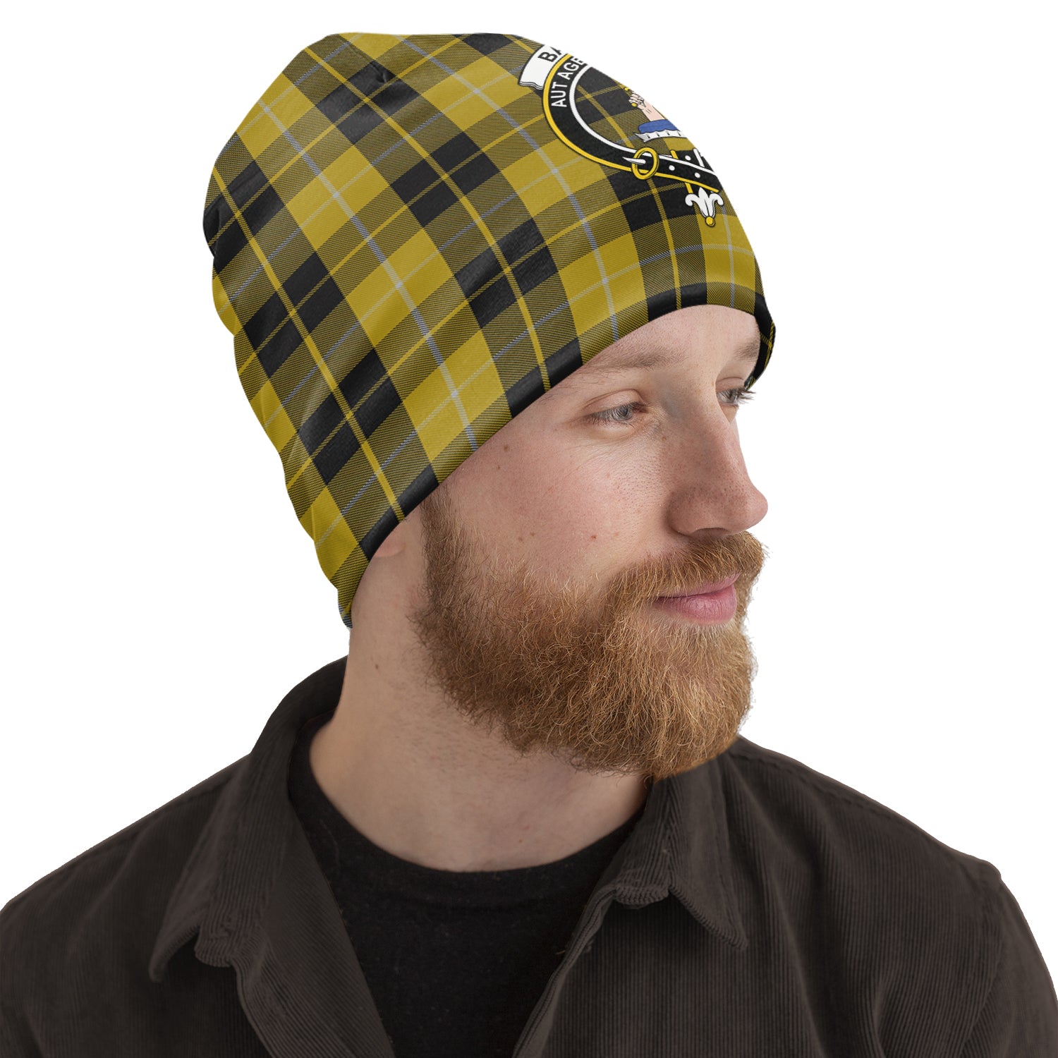 Barclay Dress Tartan Beanies Hat with Family Crest One Size 22 inches 15.5 inches - Tartanvibesclothing