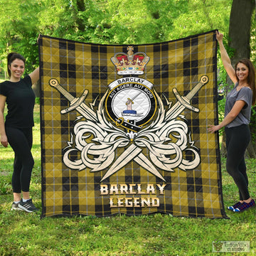 Barclay Dress Tartan Quilt with Clan Crest and the Golden Sword of Courageous Legacy