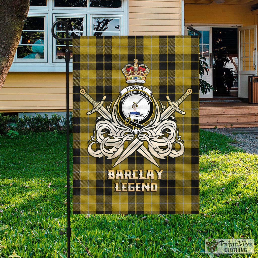 Tartan Vibes Clothing Barclay Dress Tartan Flag with Clan Crest and the Golden Sword of Courageous Legacy