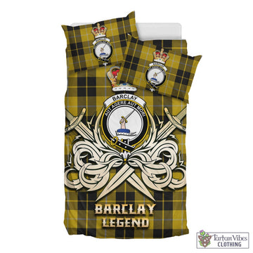 Barclay Dress Tartan Bedding Set with Clan Crest and the Golden Sword of Courageous Legacy