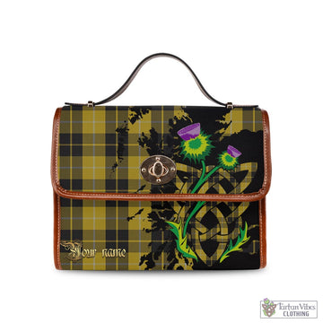 Barclay Dress Tartan Waterproof Canvas Bag with Scotland Map and Thistle Celtic Accents