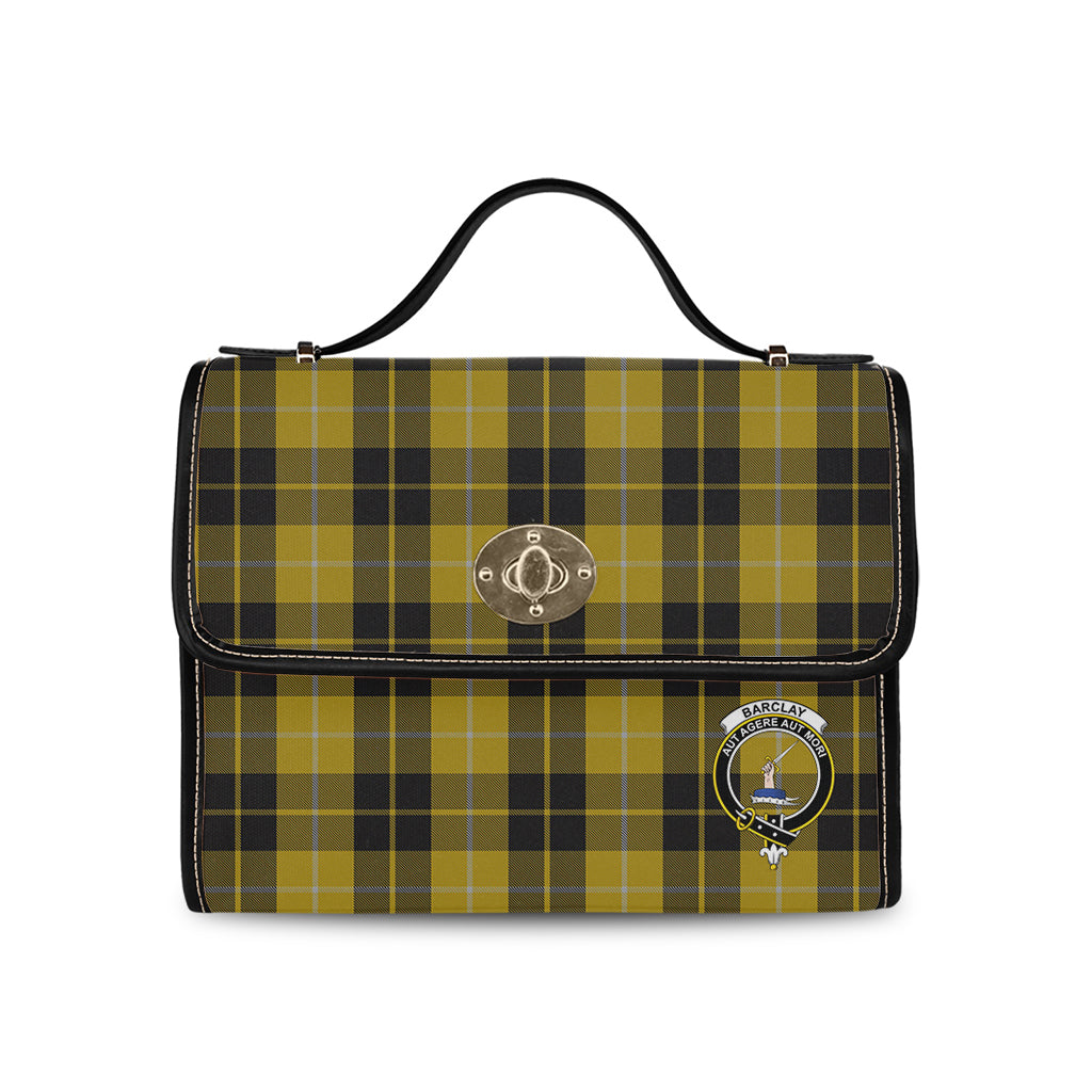 Barclay Dress Tartan Leather Strap Waterproof Canvas Bag with Family Crest - Tartanvibesclothing