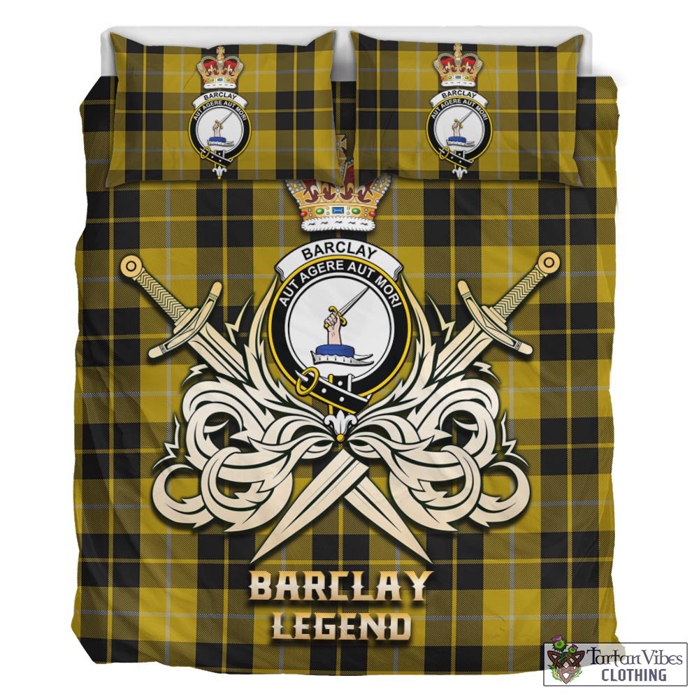 Tartan Vibes Clothing Barclay Dress Tartan Bedding Set with Clan Crest and the Golden Sword of Courageous Legacy