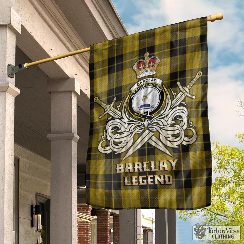 Tartan Vibes Clothing Barclay Dress Tartan Flag with Clan Crest and the Golden Sword of Courageous Legacy