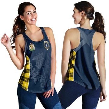 Barclay Dress Modern Tartan Women's Racerback Tanks with Family Crest and Scottish Thistle Vibes Sport Style