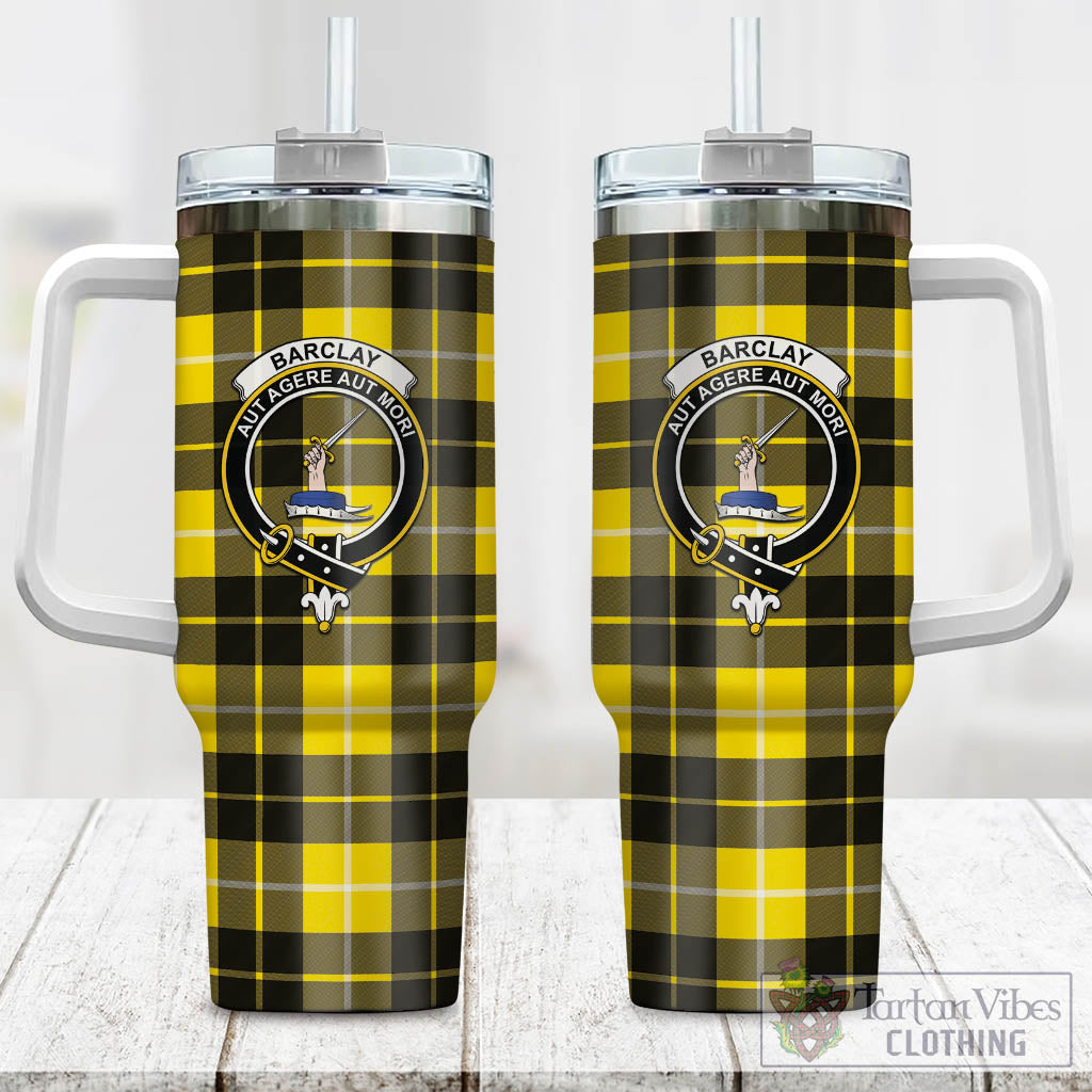 Tartan Vibes Clothing Barclay Dress Modern Tartan and Family Crest Tumbler with Handle
