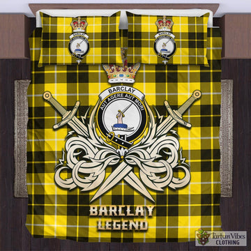 Barclay Dress Modern Tartan Bedding Set with Clan Crest and the Golden Sword of Courageous Legacy