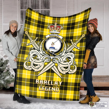 Barclay Dress Modern Tartan Blanket with Clan Crest and the Golden Sword of Courageous Legacy