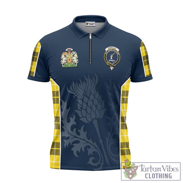 Barclay Dress Modern Tartan Zipper Polo Shirt with Family Crest and Scottish Thistle Vibes Sport Style