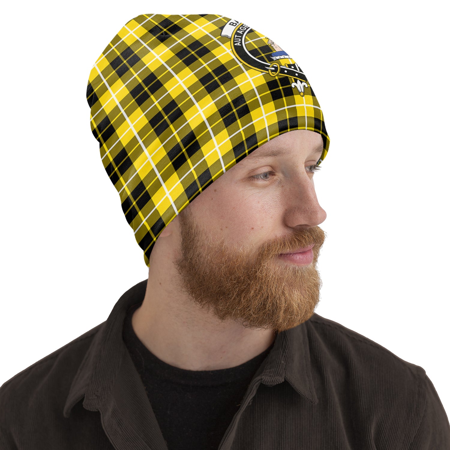 Barclay Dress Modern Tartan Beanies Hat with Family Crest One Size 22 inches 15.5 inches - Tartanvibesclothing