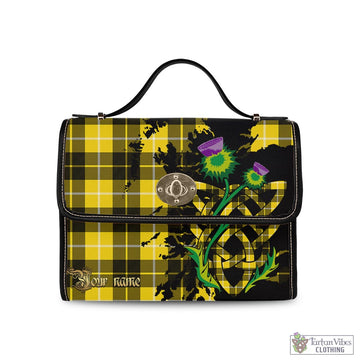 Barclay Dress Modern Tartan Waterproof Canvas Bag with Scotland Map and Thistle Celtic Accents