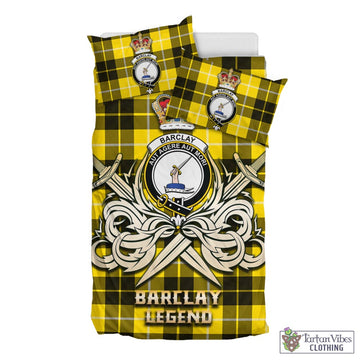 Barclay Dress Modern Tartan Bedding Set with Clan Crest and the Golden Sword of Courageous Legacy