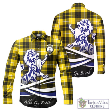 Barclay Dress Modern Tartan Long Sleeve Button Up Shirt with Alba Gu Brath Regal Lion Emblem
