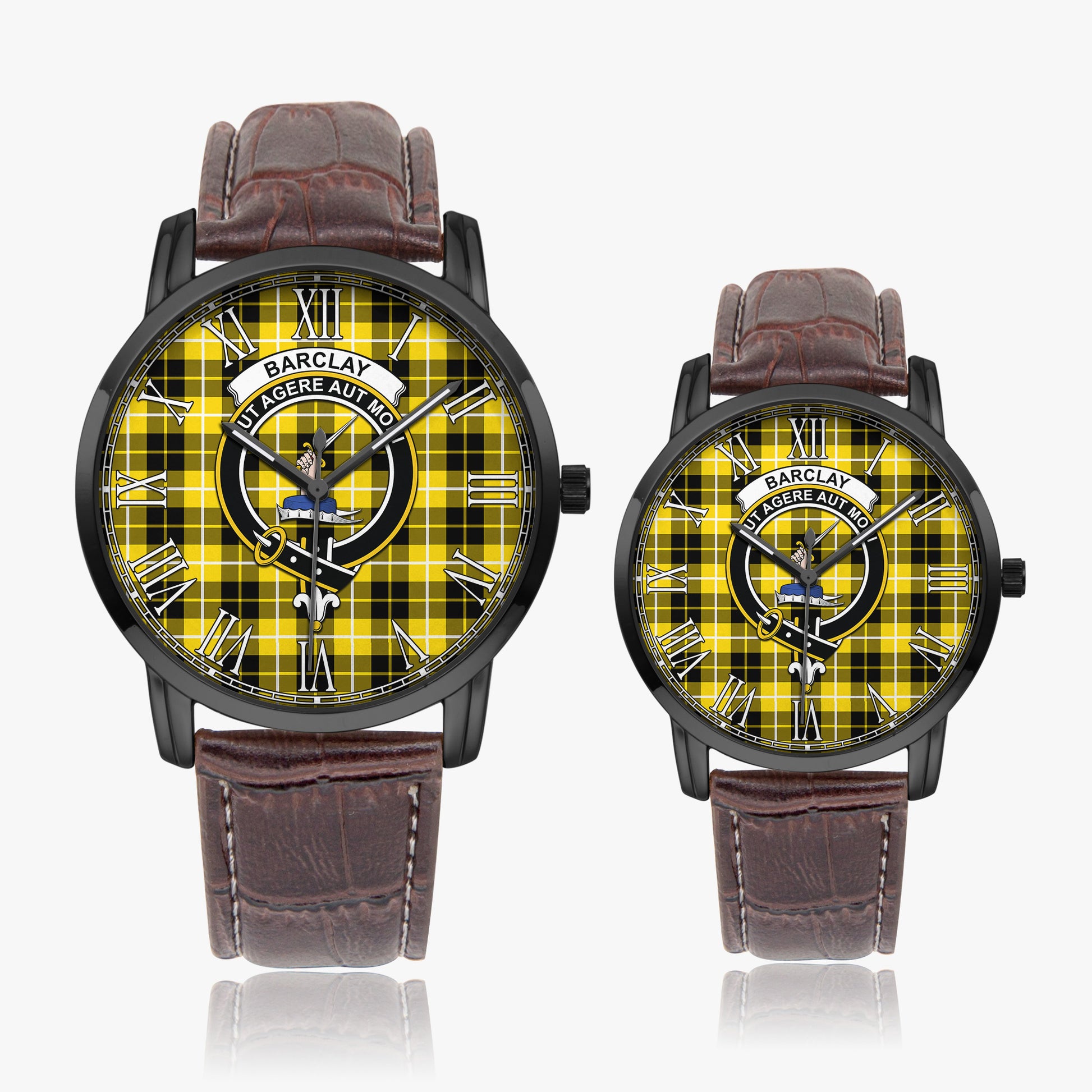 Barclay Dress Modern Tartan Family Crest Leather Strap Quartz Watch - Tartanvibesclothing
