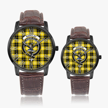 Barclay Dress Modern Tartan Family Crest Leather Strap Quartz Watch