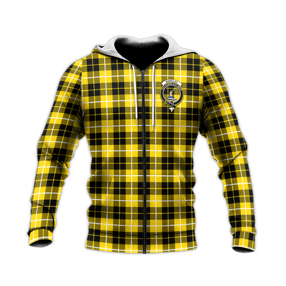 Barclay Dress Modern Tartan Knitted Hoodie with Family Crest Unisex Knitted Zip Hoodie - Tartanvibesclothing