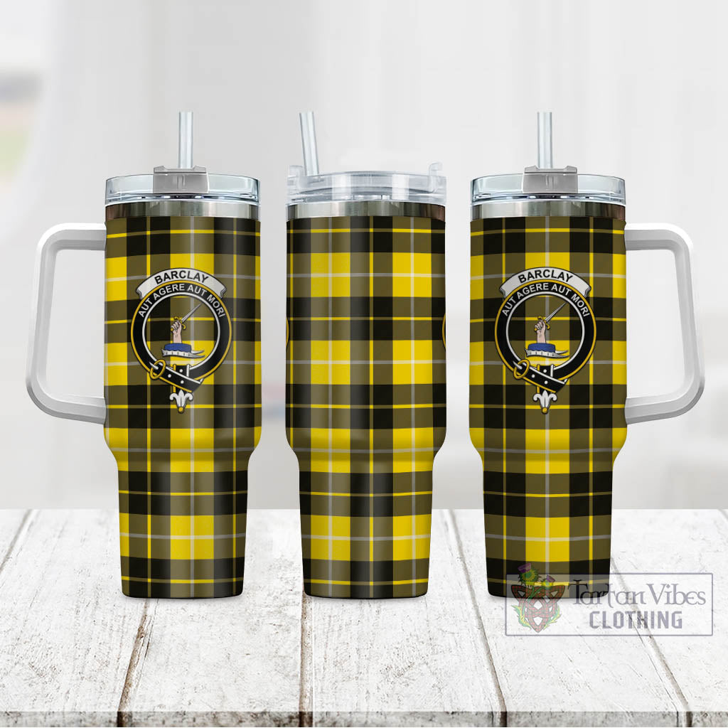 Tartan Vibes Clothing Barclay Dress Modern Tartan and Family Crest Tumbler with Handle
