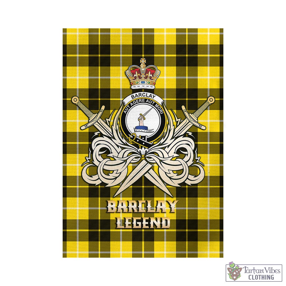 Tartan Vibes Clothing Barclay Dress Modern Tartan Flag with Clan Crest and the Golden Sword of Courageous Legacy