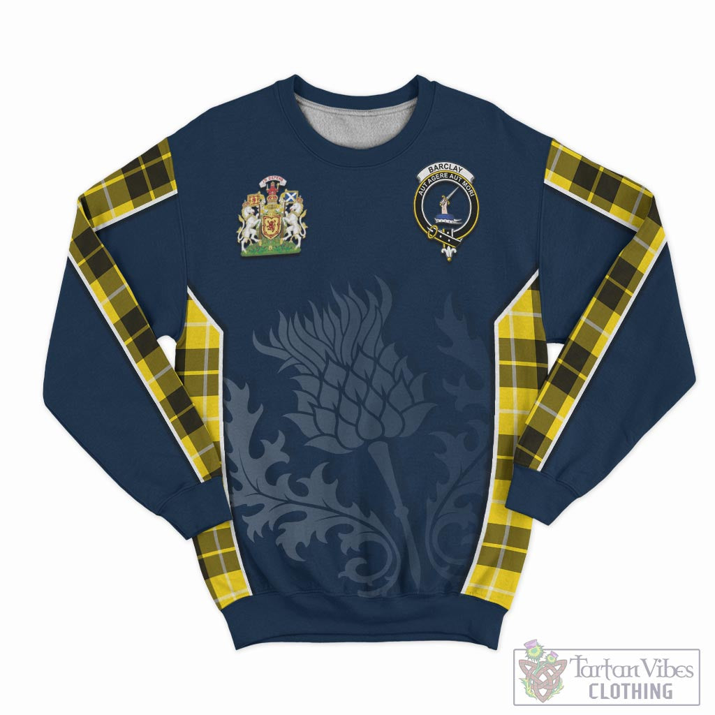Tartan Vibes Clothing Barclay Dress Modern Tartan Sweatshirt with Family Crest and Scottish Thistle Vibes Sport Style
