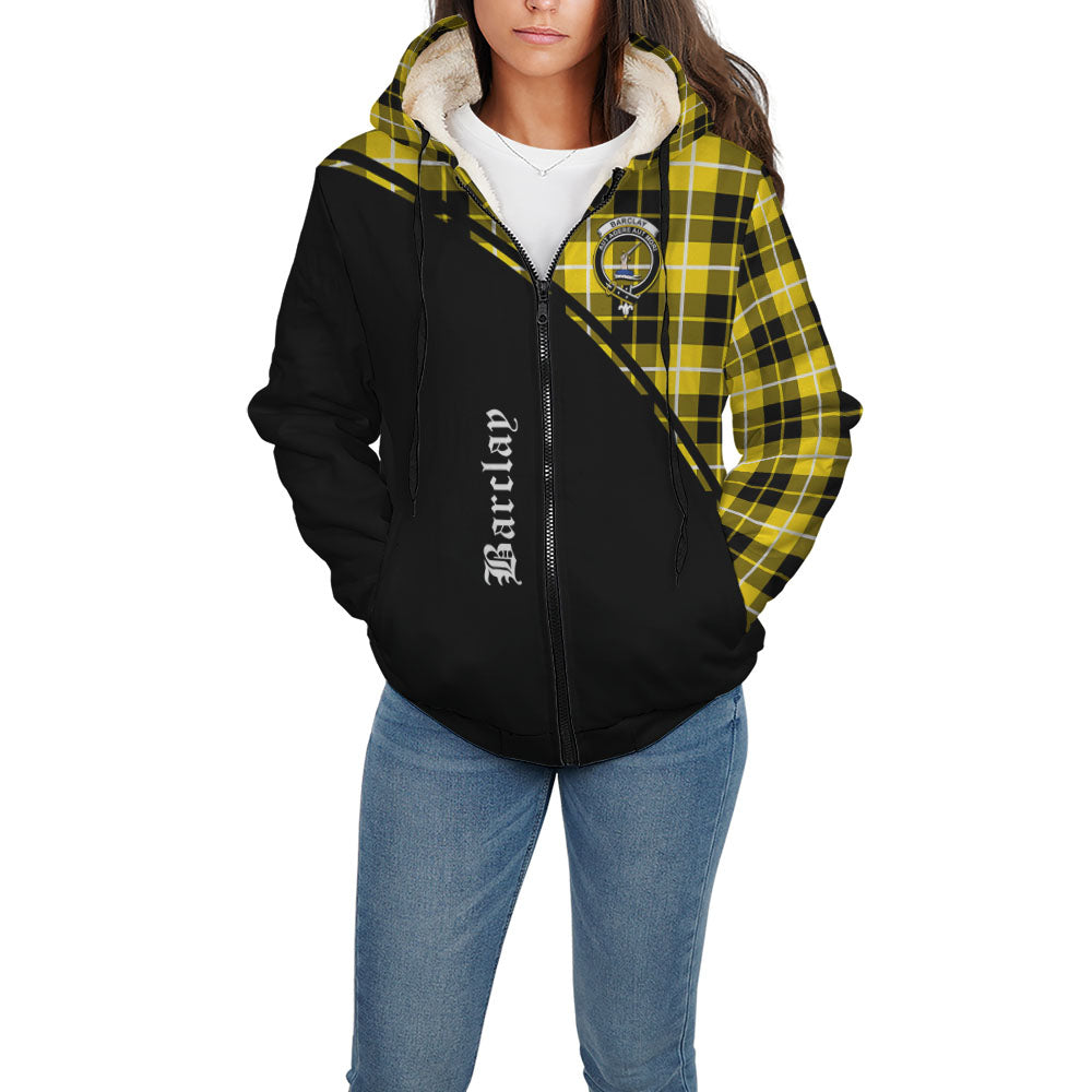 Barclay Dress Modern Tartan Sherpa Hoodie with Family Crest Curve Style - Tartanvibesclothing