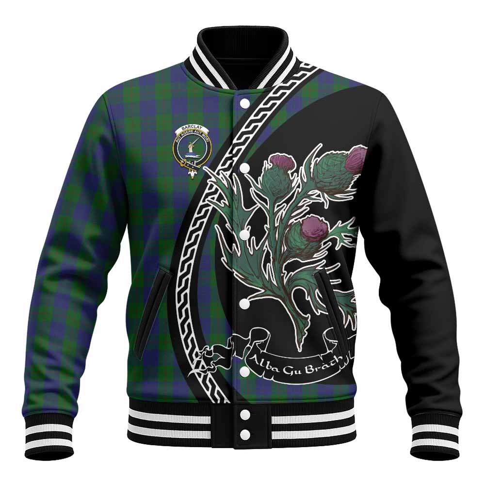 Barclay Family Crest Tartan Baseball Jacket Alba Thistle Inspired - Tartan Vibes Clothing