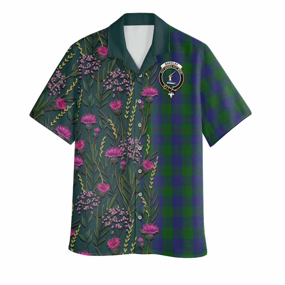 Barclay Family Crest Tartan Hawaiian Shirt Scottish Thistle Flower Pattern Half Style - Tartan Vibes Clothing