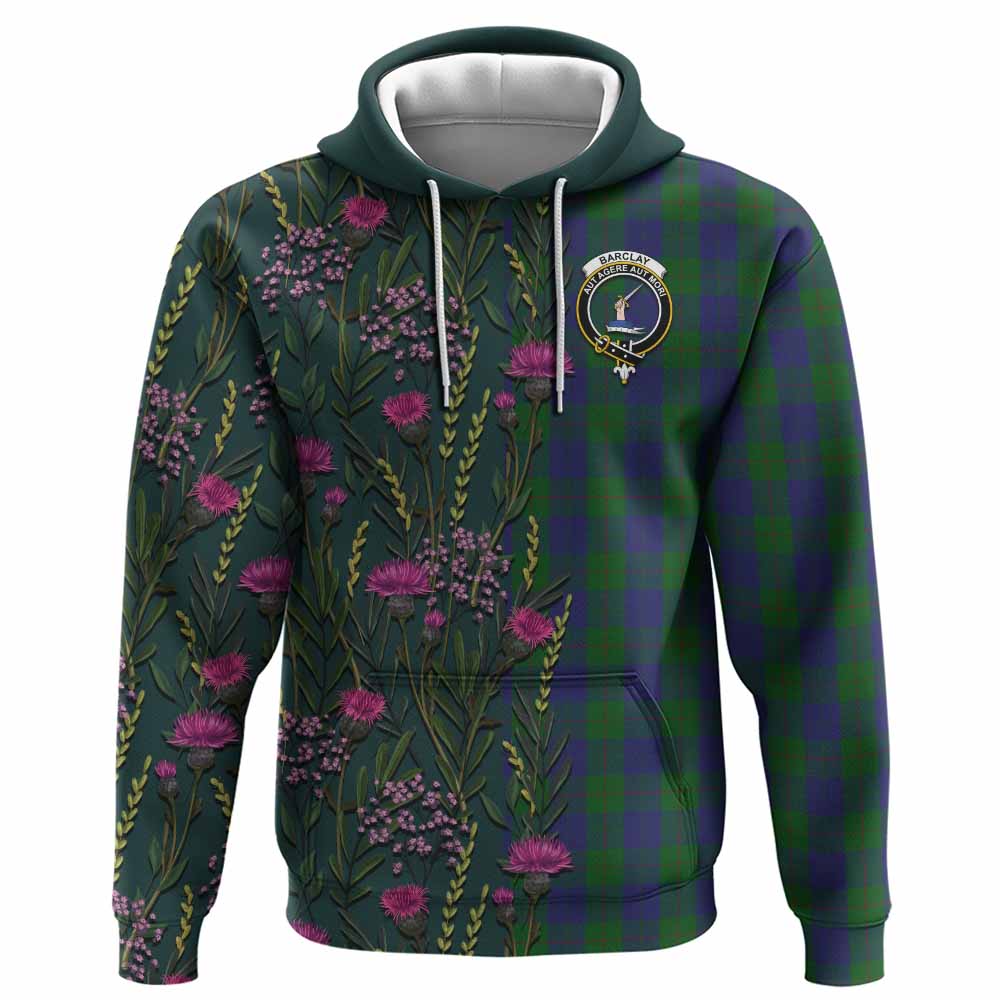 Barclay Family Crest Tartan Hoodie Scottish Thistle Flower Pattern Half Style - Tartan Vibes Clothing