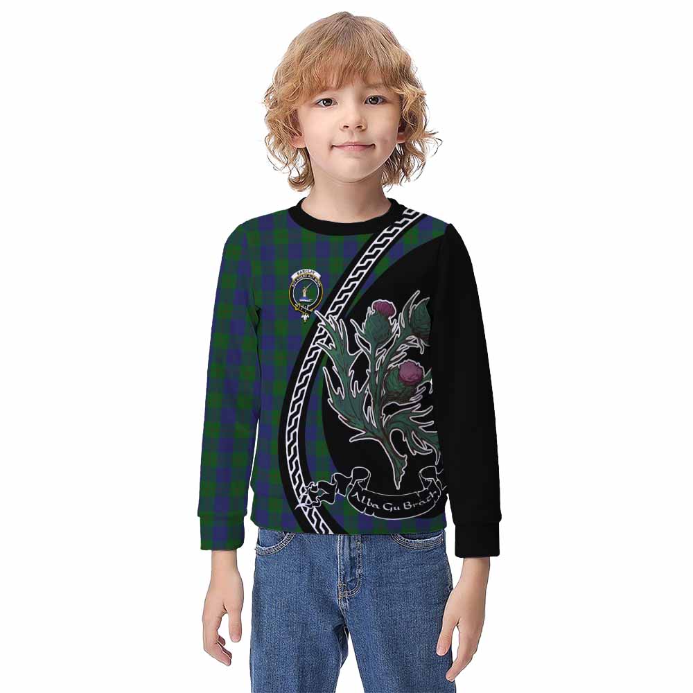 Barclay Family Crest Tartan Kid Knitted Sweatshirt Alba Thistle Inspired - Tartan Vibes Clothing